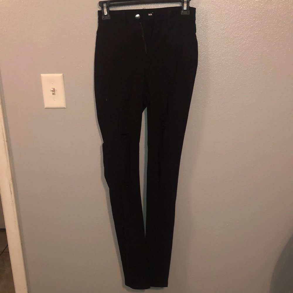 Fashion Nova ripped black skinny pants